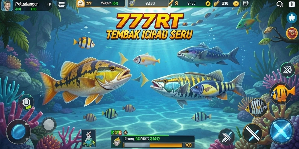 Tangkapan layar gameplay Tembak Ikan penuh aksi dari 777RT.