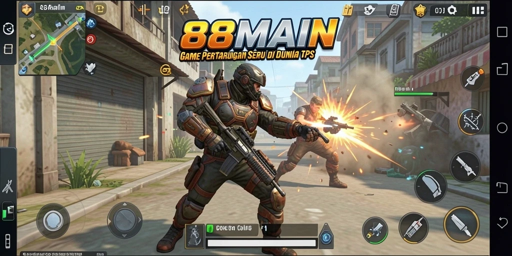 Screenshot gameplay seru dari 88MAIN dengan aksi tembak-menembak yang intens.