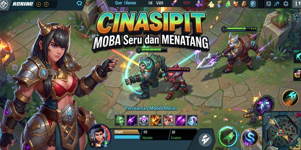 Gameplay CINASIPIT yang penuh aksi di arena MOBA.