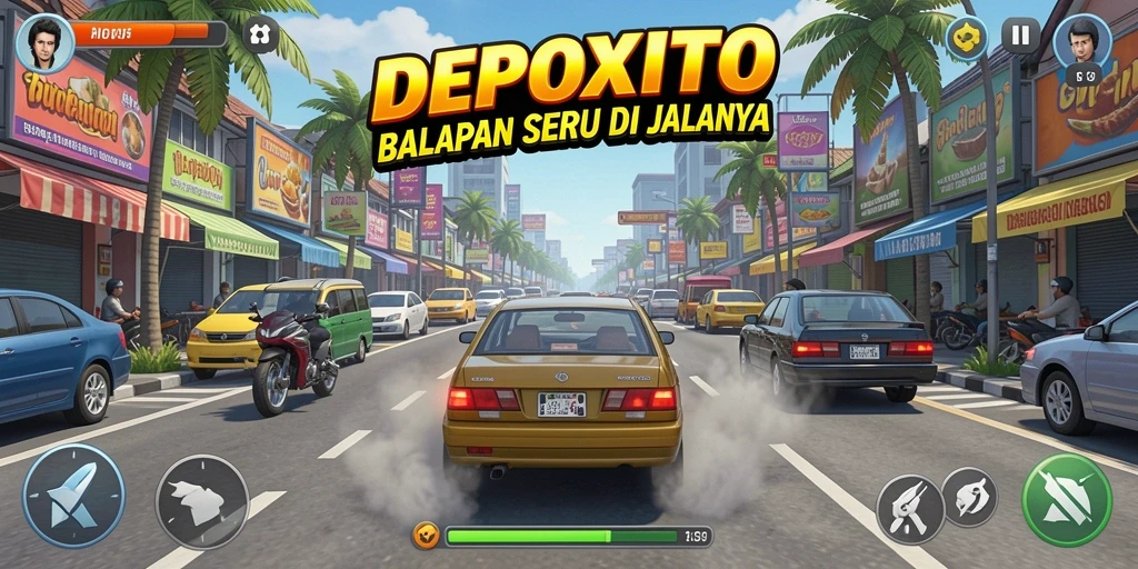 Tampilan gameplay balapan seru di DEPOXITO.