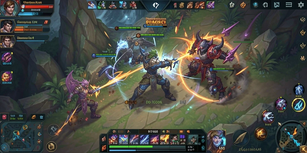 Tampilan gameplay MOBA yang mendebarkan dalam FB168.