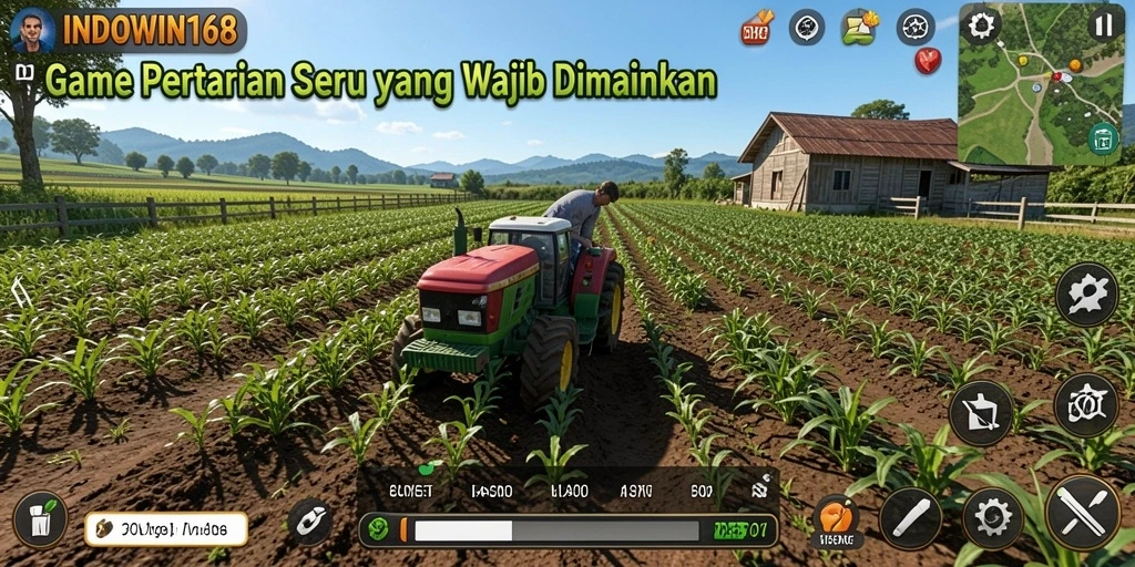 Screenshot gameplay INDOWIN168 menampilkan kebun yang indah dan interaksi antara pemain.