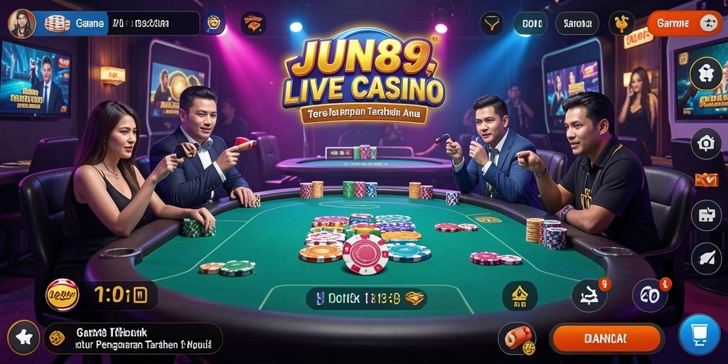 Screenshot gameplay <strong>JUN88</strong> menampilkan aktivitas seru di Live Casino.
