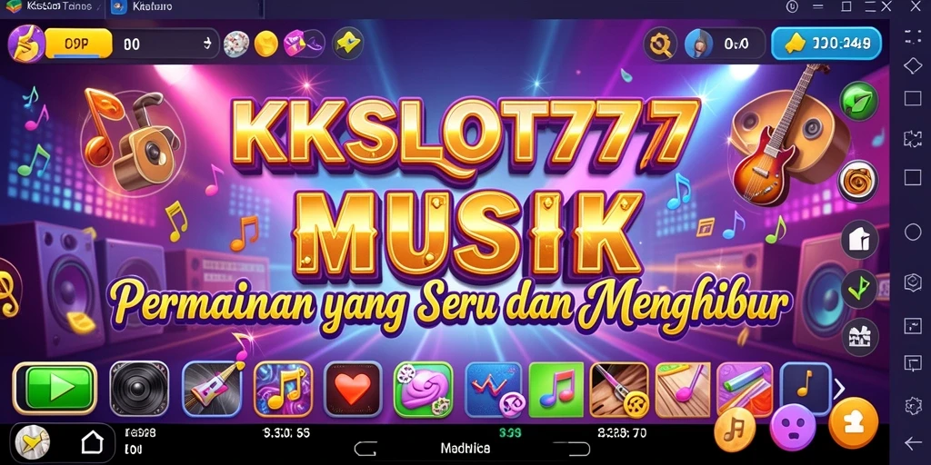 Screenshot KKSLOT777 menampilkan gameplay yang menyenangkan dengan elemen musik.