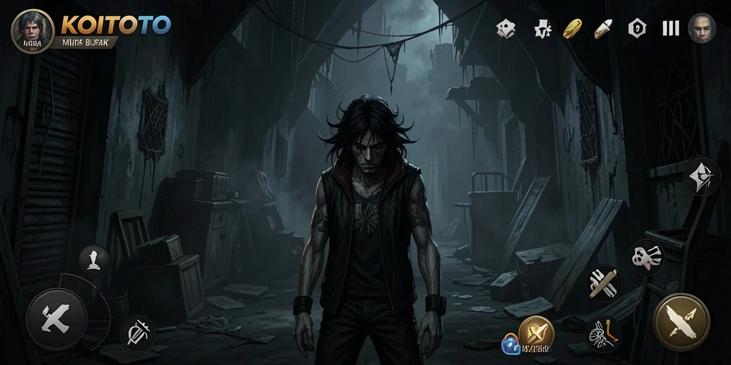 Screenshot utama KOITOTO menampilkan suasana menakutkan dan gameplay yang mendebarkan.