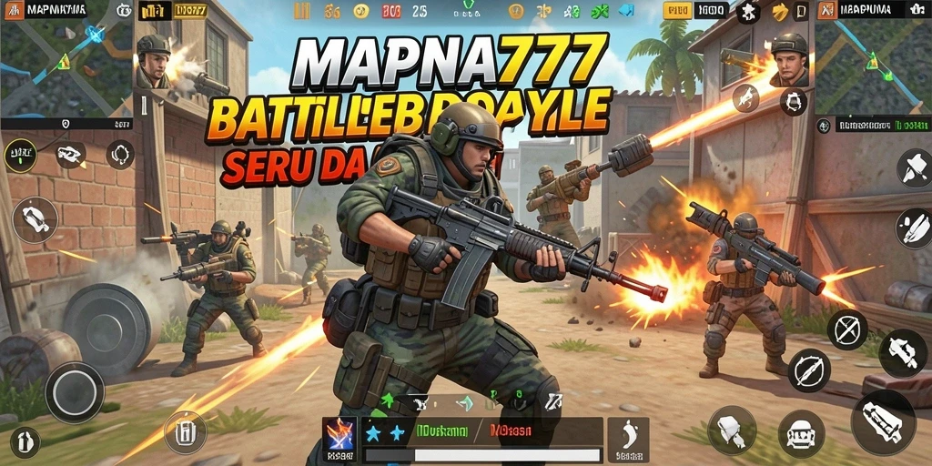 Screenshot gameplay MAPNA777 menampilkan aksi seru dalam Battle Royale.
