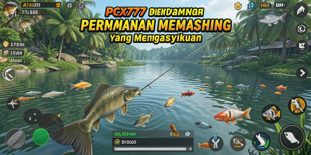 Tampilan gameplay PCX777 yang menampilkan aksi memancing yang seru.