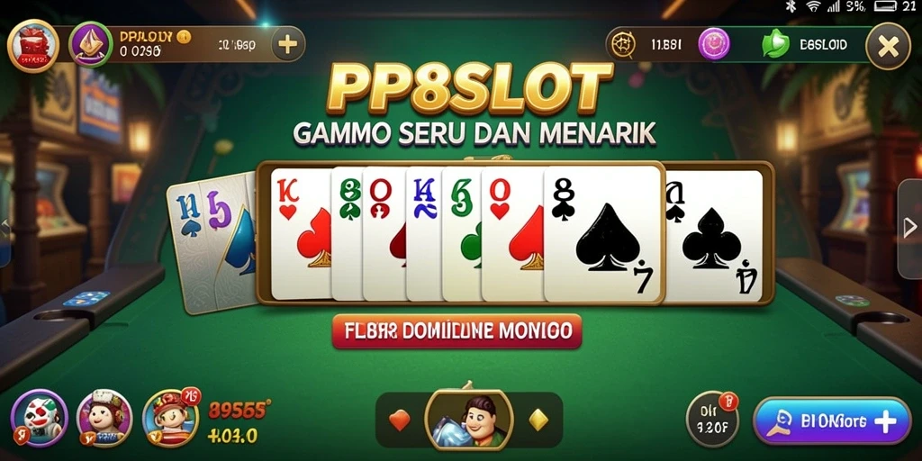 Tampilan gameplay seru di PP8SLOT dengan kartu domino yang menantang.