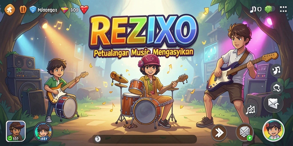 Gameplay seru dan interaktif REZIXO yang menghadirkan musik.