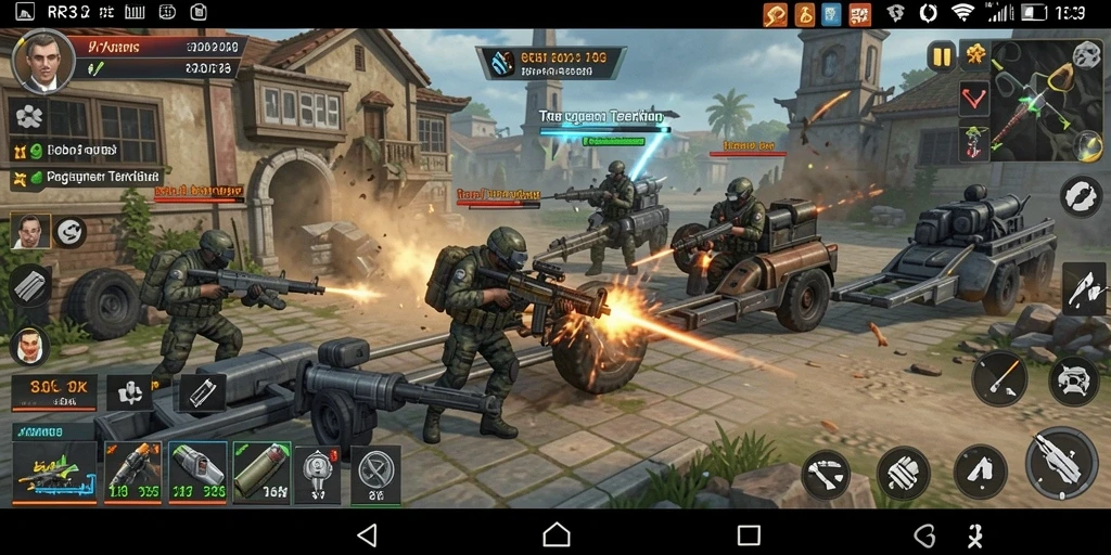 Screenshot gameplay RR33 menampilkan aksi strategi yang intens.