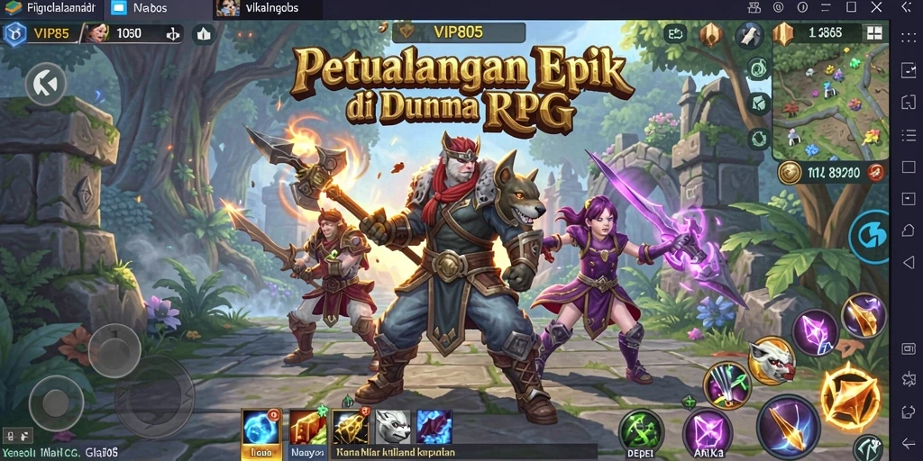 Tampilan gameplay <strong>VIP805</strong> yang menakjubkan dengan karakter beraksi di dunia RPG.
