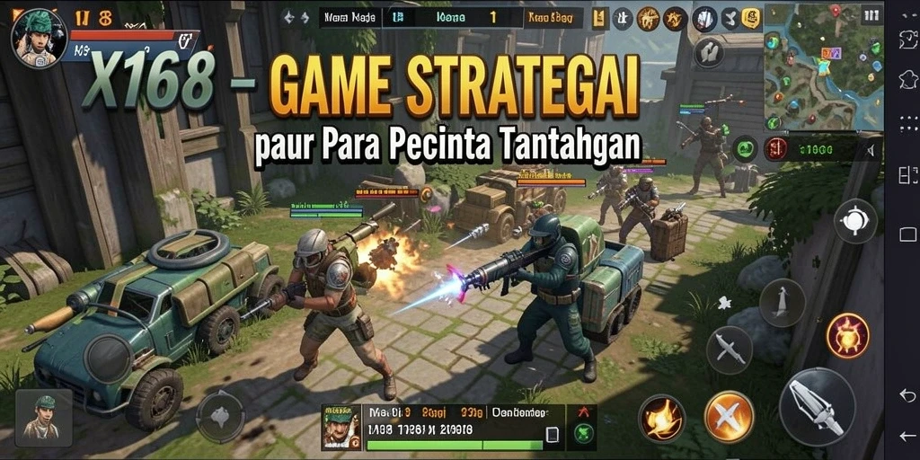 Screenshot gameplay X168 menampilkan aksi strategi yang mendebarkan.