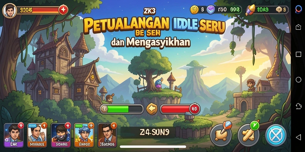 Screenshot ZK3 menampilkan gameplay Idle yang menarik.